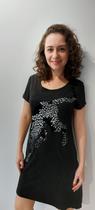 Vestido TShirt Me Leopardo Curto em malha Suede