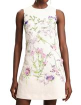 Vestido Tsukko Delicate Bege Floral Bordado Sem Mangas