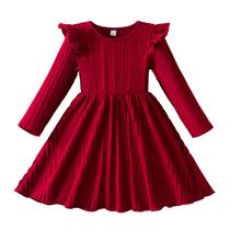 Vestido TTYAOVO Girl de manga comprida, outono, inverno, 5 anos, vermelho