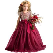 Vestido TTYAOVO Girl Flower Wedding Princess Lace Gown Tamanho 120