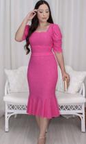 Vestido Tubinho Acinturado Sereia Moda Evangélica de Luxo