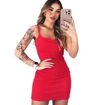 Vestido Tubinho Alcinha Social Canelado Curto Moda Gringa - Summer Body Brazil