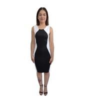 Vestido Tubinho Bicolor Moda Evangélica Frente Preta