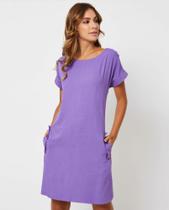 Vestido Tubinho De Linho Tamanho G Na Cor Roxa