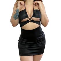 Vestido Tubinho Decotado Tecido Cirrê Look Noturno