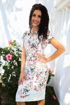Vestido Tubinho Estampado Floral Com Manga Verão Cassia Seguetti Moda Evangelica