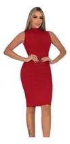Vestido Tubinho Midi Canelado Poliester
