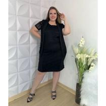 Vestido tubinho midi com bolero de renda social moda evangélica jovem senhora plus size