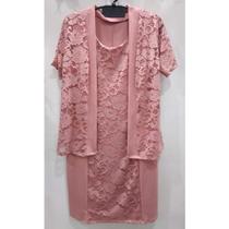 Vestido tubinho midi com bolero de renda social moda evangélica jovem senhora plus size