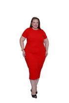 Vestido Tubinho Midi Manga Curta Plus Size