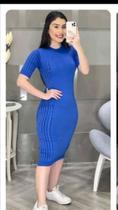 Vestido Tubinho Tricot Modal Azul