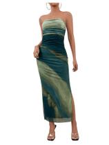 Vestido tubular Milumia Tie Dye Slit Hem sem mangas verde claro