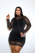 Vestido tule com brilho Festa e Vestido tubinho Plus Size Drapa