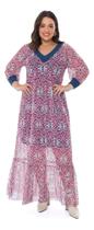 Vestido Tule Estampa Exclusiva Midi Lisamour Plus Size