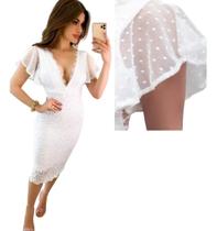 Vestido Tule Midi Noivado Casamento Civil Noiva Elegante - Menina Veneno-Vestidos Panicat