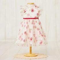 Vestido tule poa estampa rosas vermelhas Vestido tule poa estampa rosas vermelhas