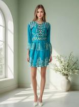 Vestido Túnica Bata Boneca Indiana Boho Luxo Bordada PK-2437 Vestido Túnica Bata Boneca Indiana Boho Luxo Bordada PK-2437