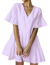 Vestido túnica FANCYINN Sweet Shift com decote em V e manga de sino vermelho M