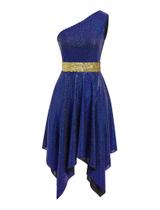 Vestido túnica Praise Dance IBAKOM One Shoulder Glitter Navy Vestido túnica Praise Dance IBAKOM One Shoulder Glitter Navy