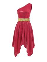 Vestido túnica Praise Dance IBAKOM One Shoulder Glitter Sequins Vestido túnica Praise Dance IBAKOM One Shoulder Glitter Sequins