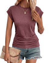 Vestido túnica Zeagoo de manga curta para mulheres vermelho escuro S Vestido túnica Zeagoo de manga curta para mulheres vermelho escuro S