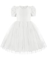 Vestido tutu Arshiner Toddler Party Wedding branco 7-8 anos