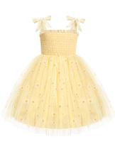 Vestido tutu Arshiner Yellow Floral para meninas de 3 a 4 anos