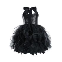 Vestido tutu Besutolife preto para meninas e criança Halloween 4T