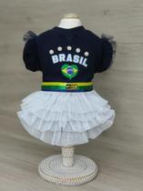 Vestido Tutu Brasil Azul e Branco para cachorro e gato Tamanho:GG Vestido Tutu Brasil Azul e Branco para cachorro e gato Tamanho:GG