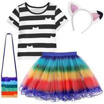Vestido tutu CCJRLM Rainbow para meninas com faixa de cabeça e bolsa 3-8Y Vestido tutu CCJRLM Rainbow para meninas com faixa de cabeça e bolsa 3-8Y