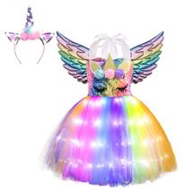 Vestido tutu Costume Viyorshop Unicorn com luz LED para menina 7-8Y Vestido tutu Costume Viyorshop Unicorn com luz LED para menina 7-8Y