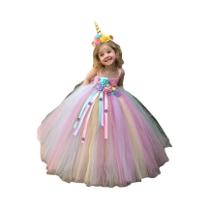 Vestido Tutu De Flor De Unicórnio Em Tons Pastel Para Meninas, Vestido De Festa Com Alças De Crochê