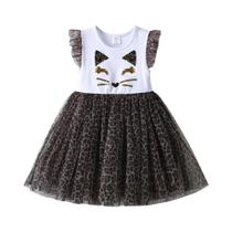 Vestido Tutu De Malha Com Estampa De Leopardo, Sem Mangas, Para Meninas, Verão, Desenho Animado,