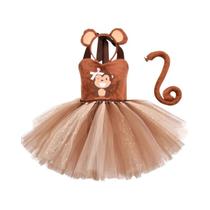 Vestido Tutu De Malha Com Estampa De Macaco Para Meninas, Fantasia De Dança Para O Dia Das Crianças Vestido Tutu De Malha Com Estampa De Macaco Para Meninas, Fantasia De Dança Para O Dia Das Crianças