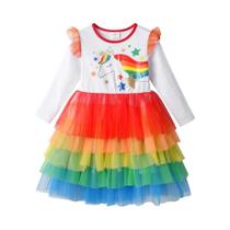 Vestido Tutu De Princesa Unicórnio Arco-Íris Para Meninas, Fantasia Elegante De Aniversário Infantil
