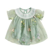 Vestido tutu de tule MA&BABY verde para meninas de 6 a 9 meses