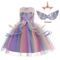 Vestido Tutu de Unicórnio Pastel para Bebês - Fantasia de Princesa Arco-íris para Festa de Aniversário