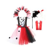 Vestido Tutu Deluxe Inspirado Em Cruella Preto E Branco Fantasia De Halloween Cosplay Vestido Tutu Deluxe Inspirado Em Cruella Preto E Branco Fantasia De Halloween Cosplay