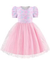 Vestido tutu infantil Arshiner Summer Tule Pink Mermaid 5T Girl