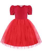 Vestido tutu infantil Arshiner Summer Tulle Wedding Red 5T Girl