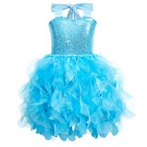 Vestido tutu Suppromo azul brilhante de tule de lantejoulas para meninas 11-12T Vestido tutu Suppromo azul brilhante de tule de lantejoulas para meninas 11-12T