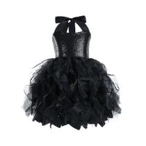 Vestido tutu Suppromo de tule preto com lantejoulas para meninas de 11 a 12 anos