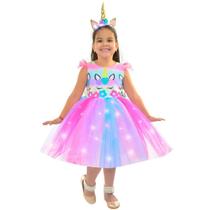 Vestido Unicórnio Infantil: A Magia da Luz LED e da Tiara Pisca-Pisca