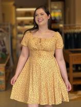 Vestido val viscolinho floral amarelo ref.vt135