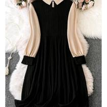 Vestido Vandinha Manga Café c/leite Longo Preto - Tamanho: G1(1XL)