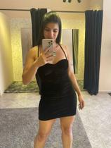 Vestido Veludo com Bojo - Preto Vestido Veludo com Bojo - Preto