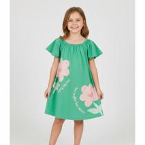 Vestido verão Brandili caimento Leve fluido em flores COR:VERDETAMANHO:8