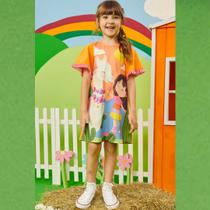 Vestido Verão Infantil Meninas Em Meia Malha Laranja - Kukiê