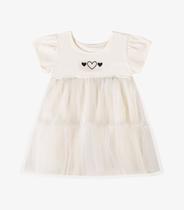 Vestido Verão Menina Estampa Com Strass Rovi Kids Bege