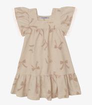 Vestido Verão Menina Midi Estampado Trick Nick Bege